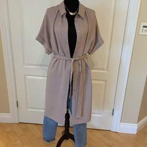 Babaton tie waste shirt sleeve dress or duster